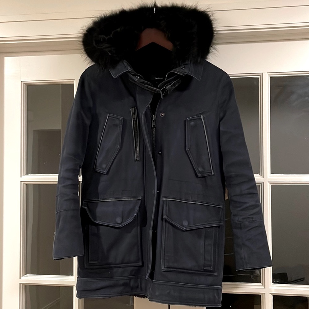 Final Price The Kooples Super Warm Denim/Fur Coat